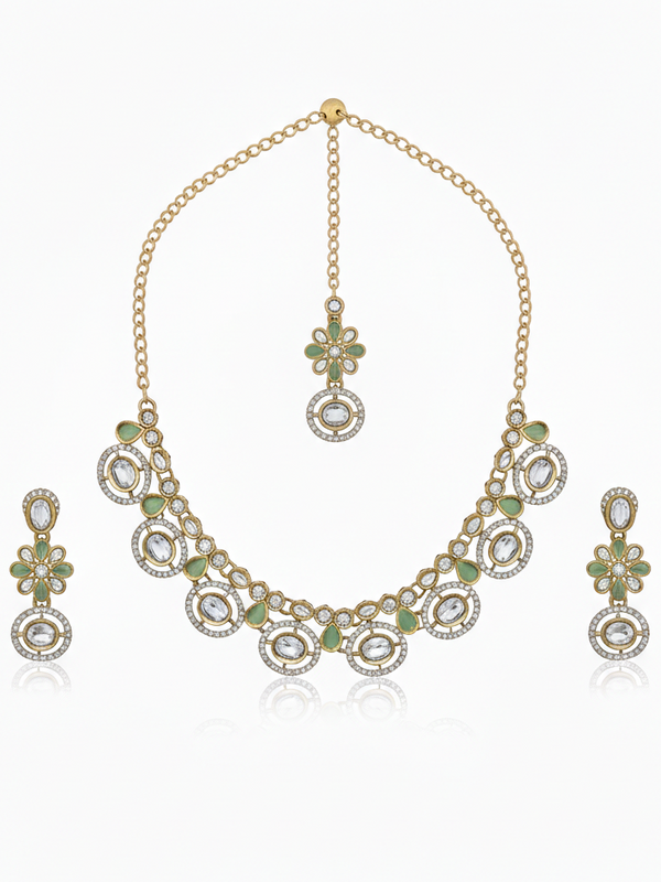Mint Kundan Set for women
