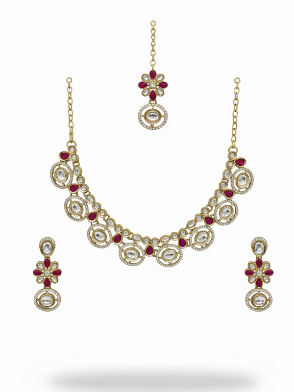 Maroon Kundan Set for women