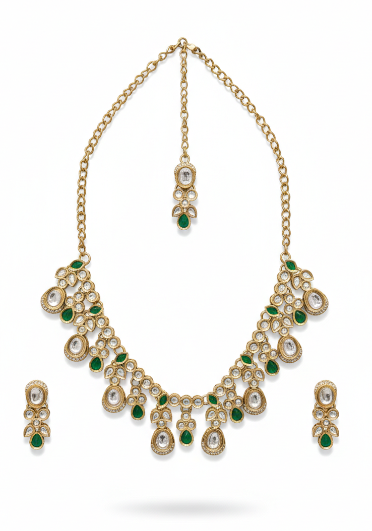 Green Kundan Set for women