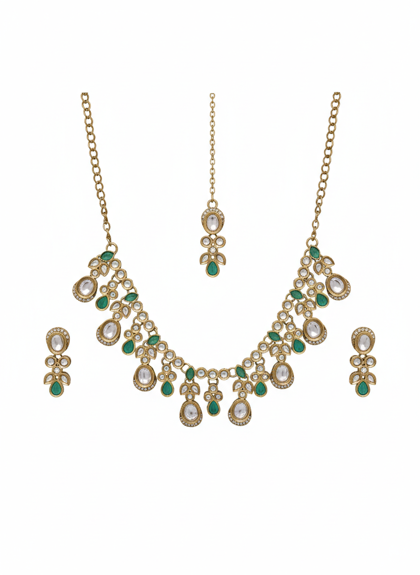 Mint Kundan Set for women