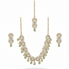 Mint Kundan Necklace Set for Women