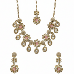 Pink Kundan Necklace Set for Women