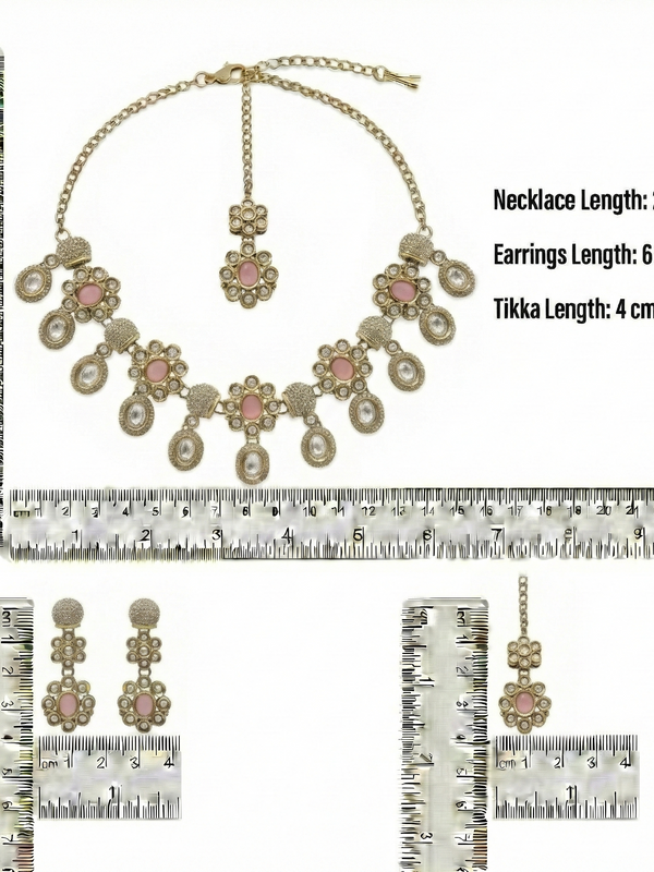 Pink Kundan Necklace Set for Women