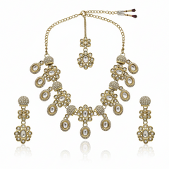 White Kundan Necklace Set for Women