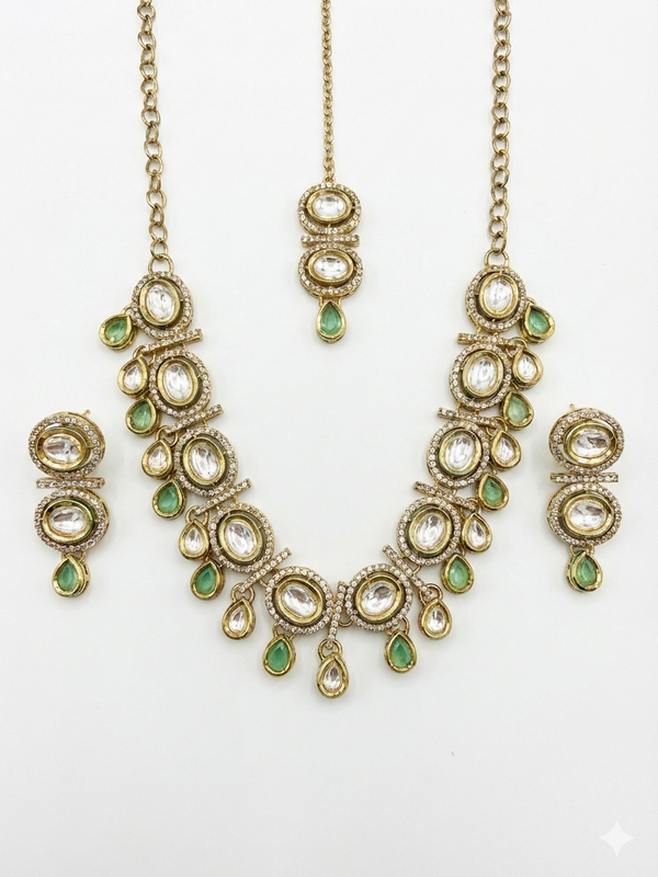 Mint Kundan Set for women