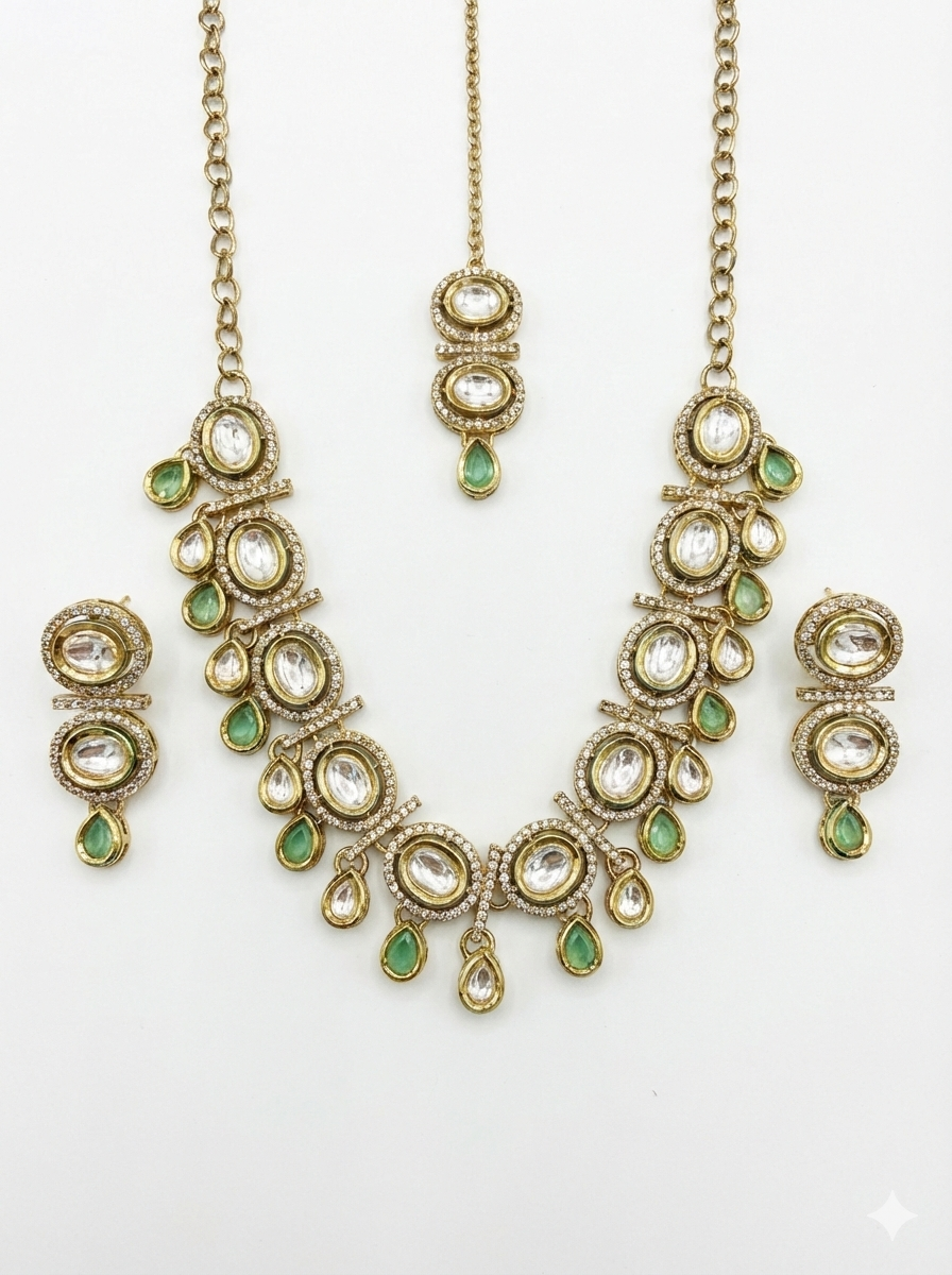 Mint Kundan Set for women
