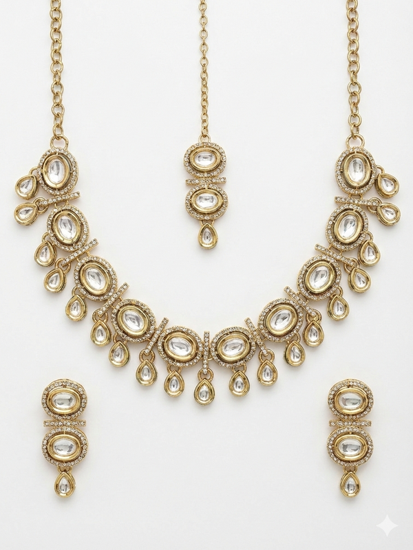 White Kundan Set for women