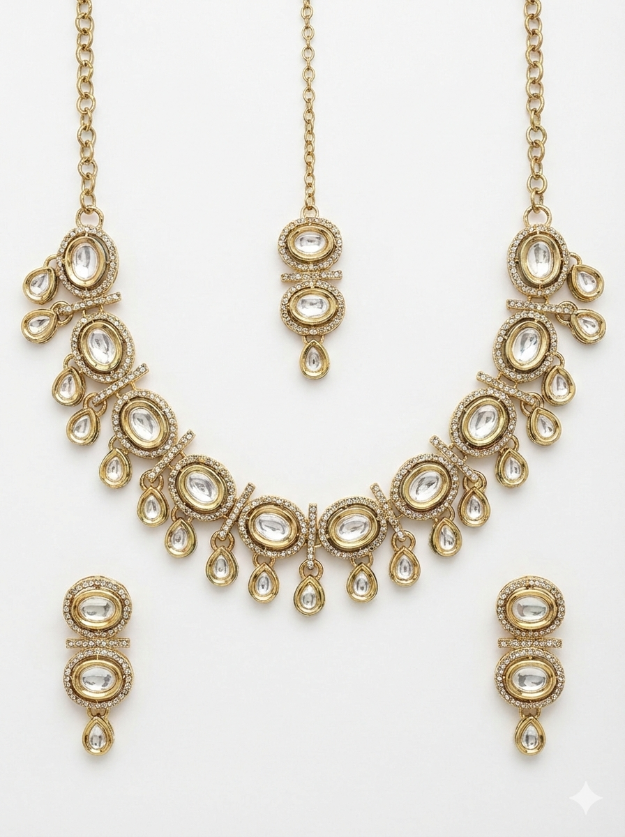 White Kundan Set for women