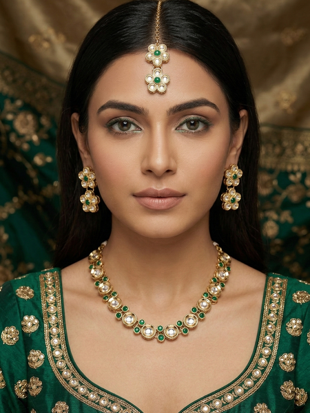 Green Kundan Set for women