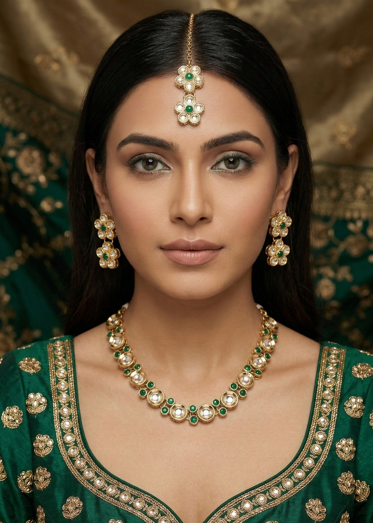 Green Kundan Set for women