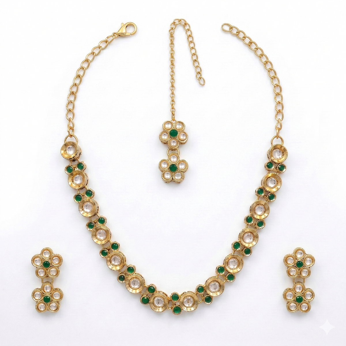 Green Kundan Set for women
