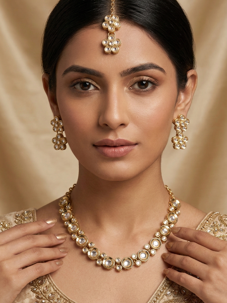 White Kundan Set for women