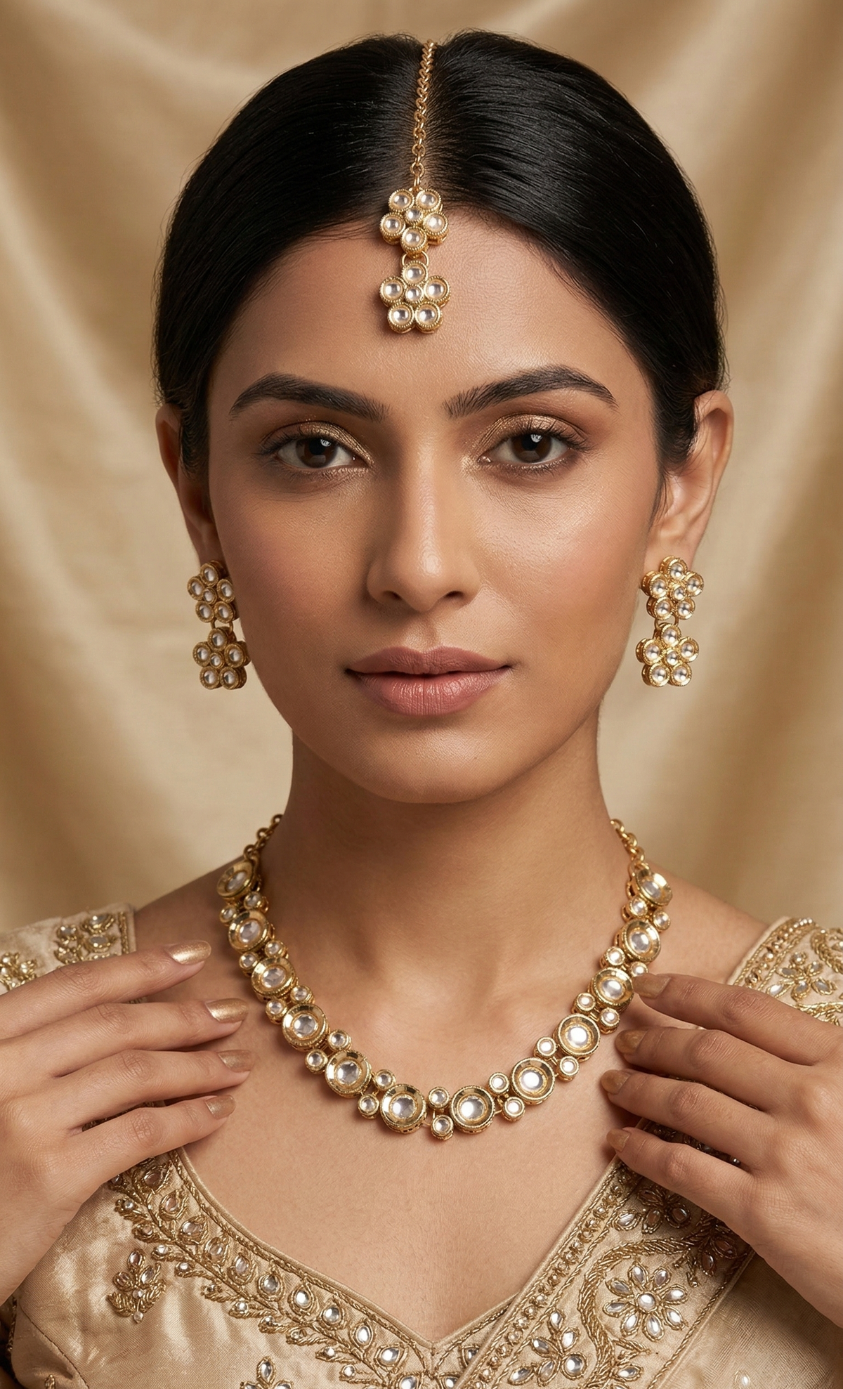 White Kundan Set for women