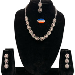 Pink Glass stone Necklace Set for women
