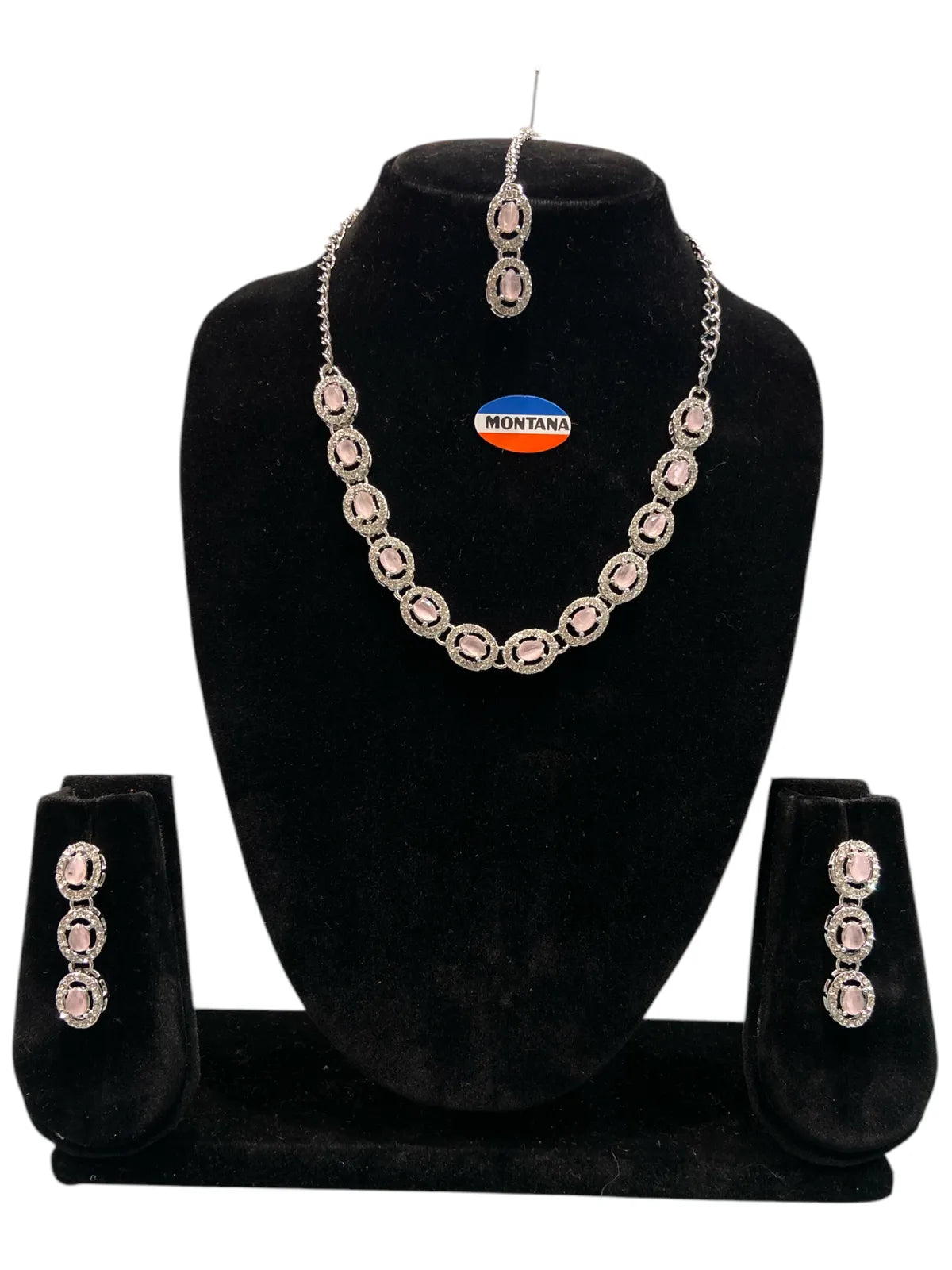 Pink Glass stone Necklace Set for women