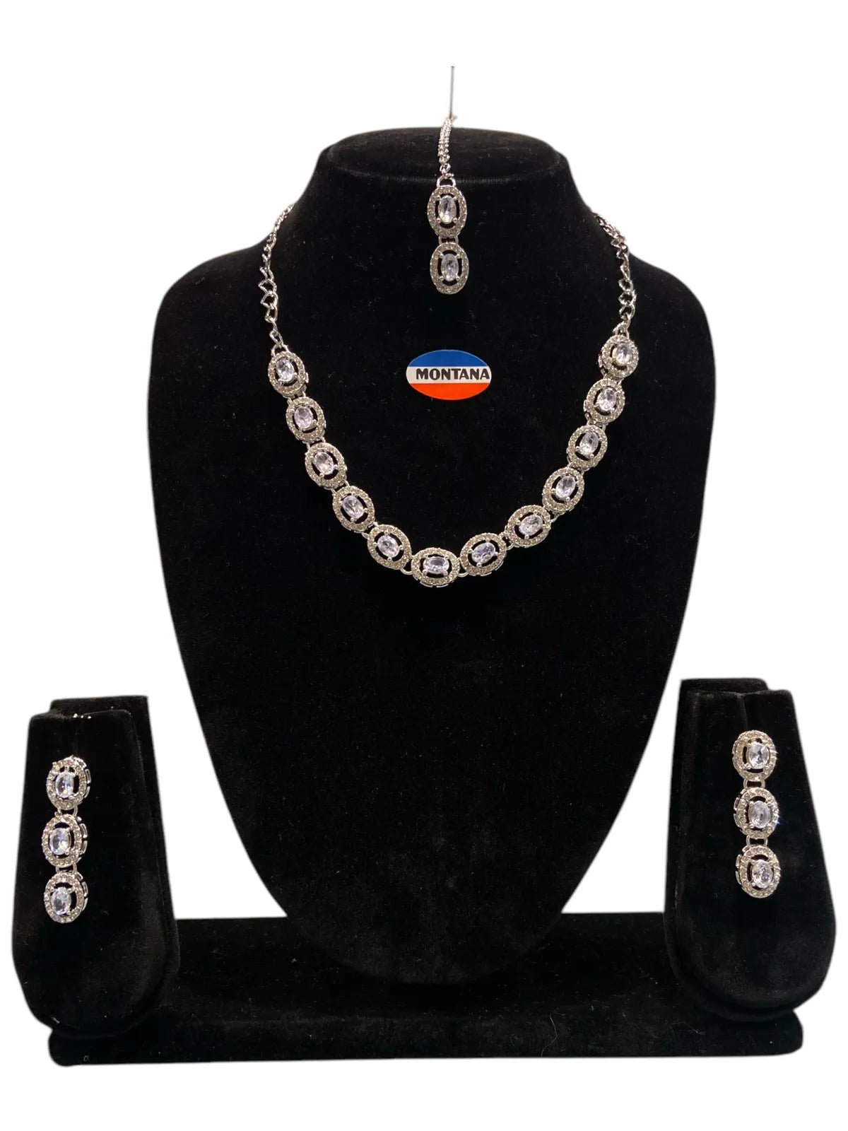 Pink Brass Glass Stone Choker Set For Women