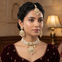 White Kundan Set for women