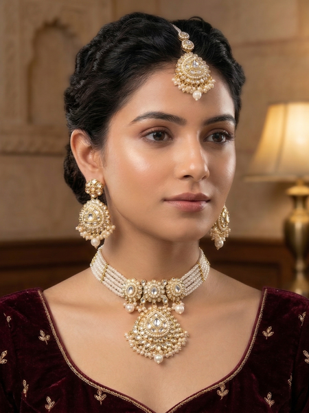 White Kundan Set for women