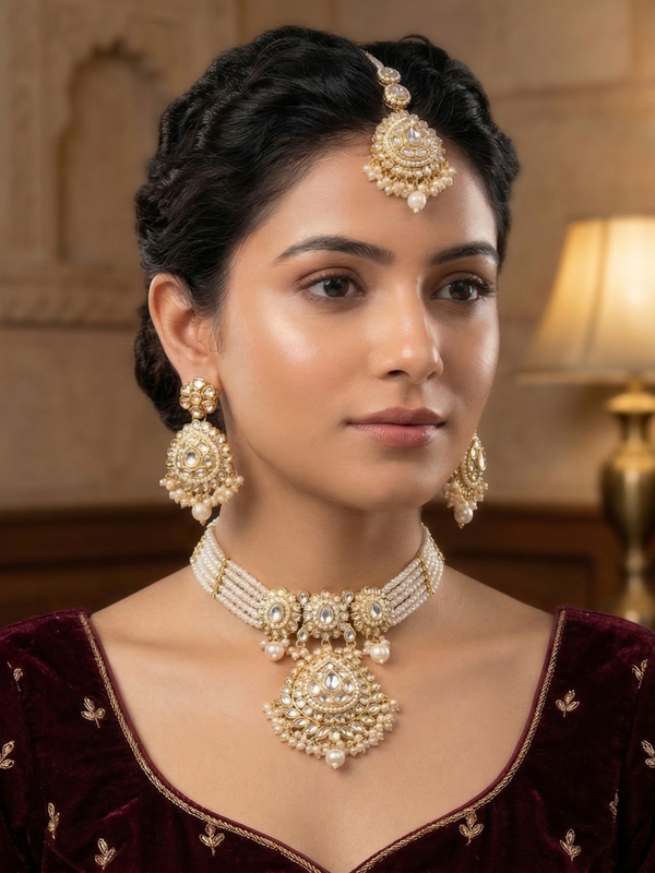 White Kundan Set for women
