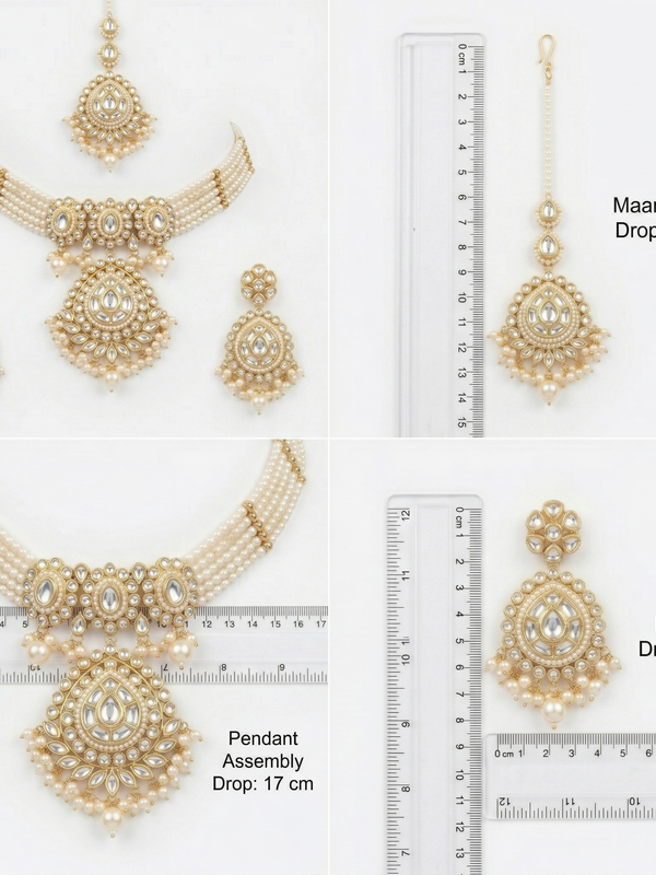 White Kundan Set for women