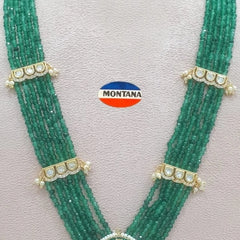 Green Brass Kundan Set For Women