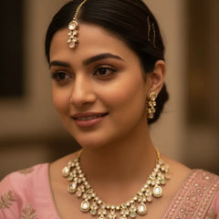 Mint Pink Kundan Set for women