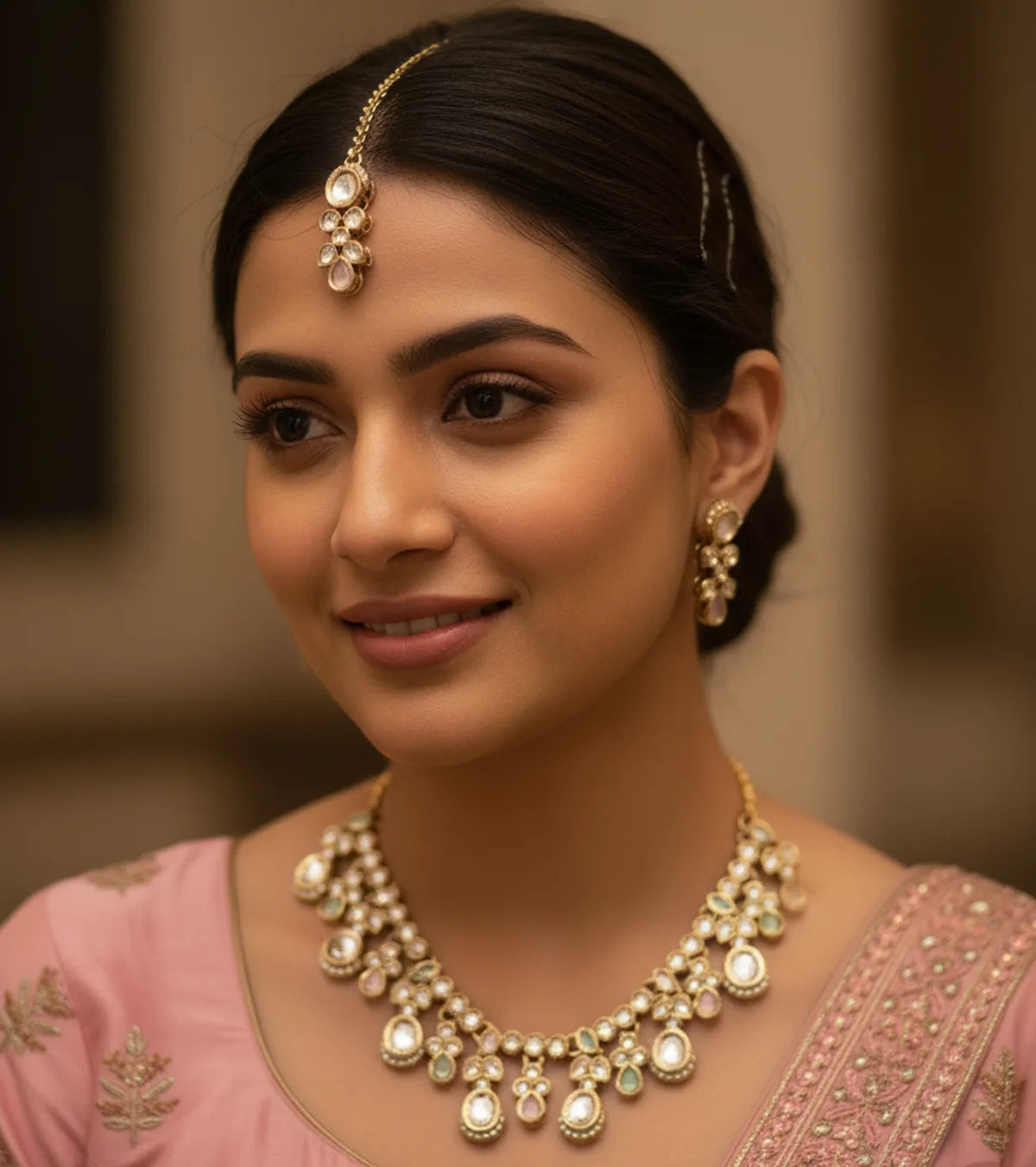 White Kundan Set for women