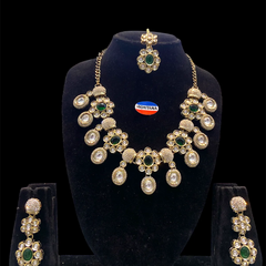 Green Kundan Necklace Set for Women