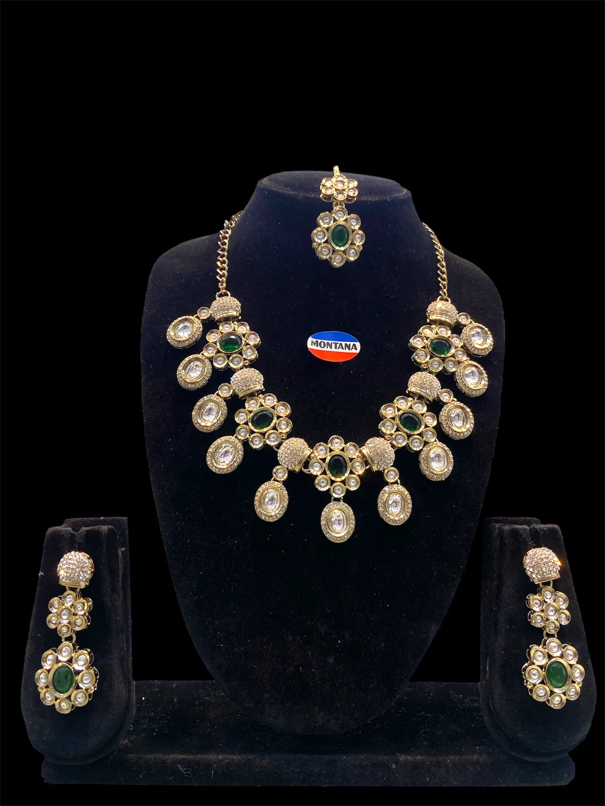 Green Kundan Necklace Set for Women