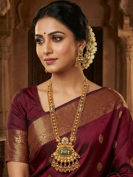 Multicolor Brass Heritage Necklace Set For Women