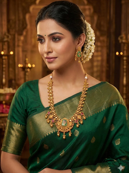 Multicolor Brass Kundan Set For Women