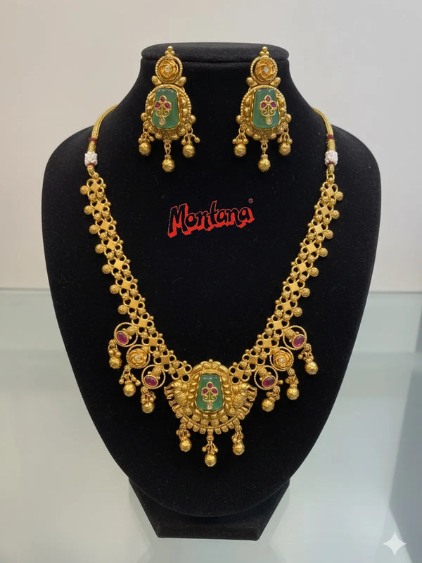 Multicolor Brass Kundan Set For Women