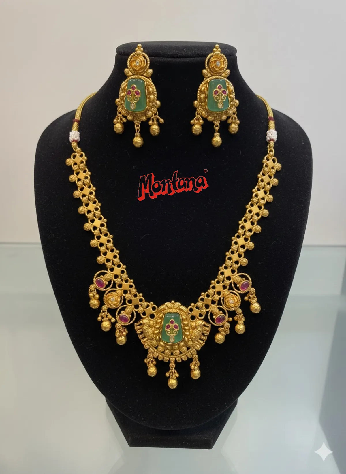Multicolor Brass Kundan Set For Women