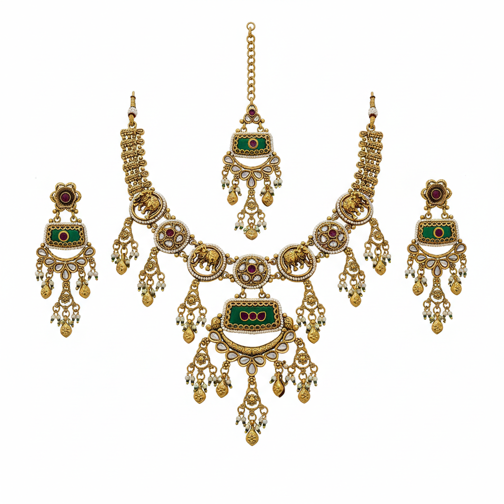 Brass Heritage Necklace set for women