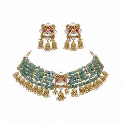 Green Brass Heritage Choker Set For Women