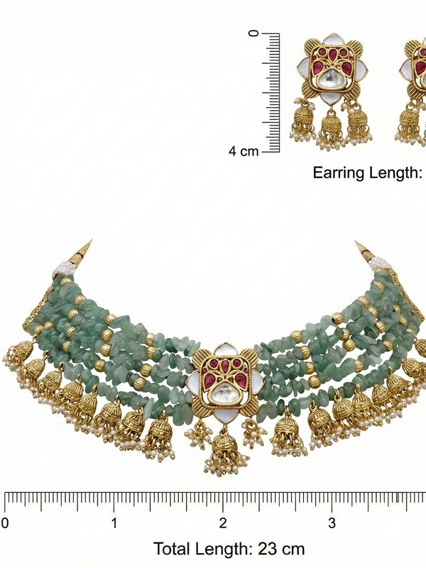Green Brass Heritage Choker Set For Women