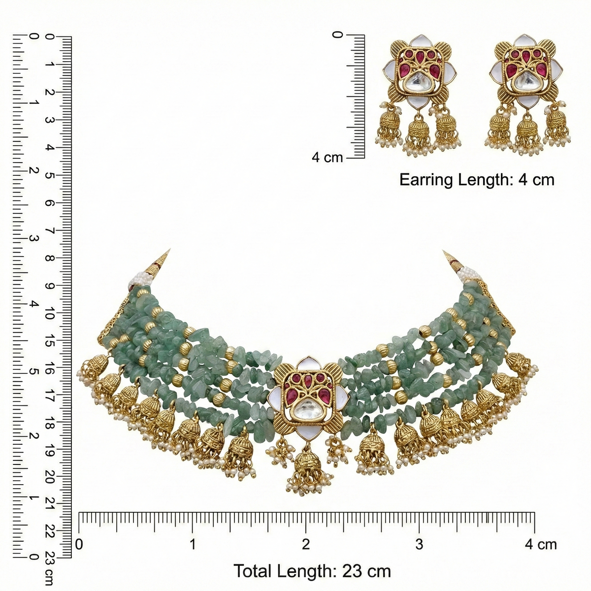Green Brass Heritage Choker Set For Women