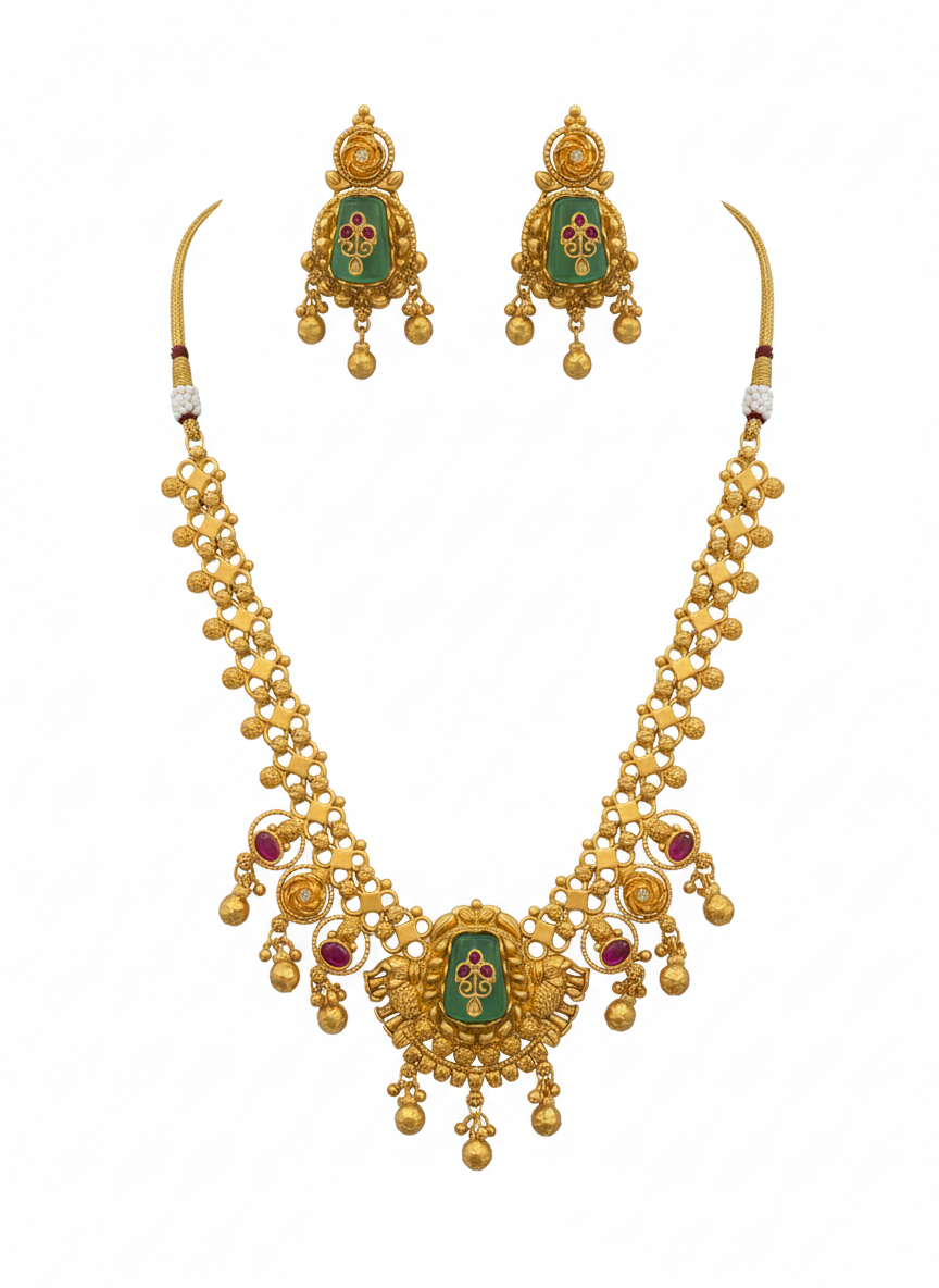 Multicolor Brass Kundan Set For Women