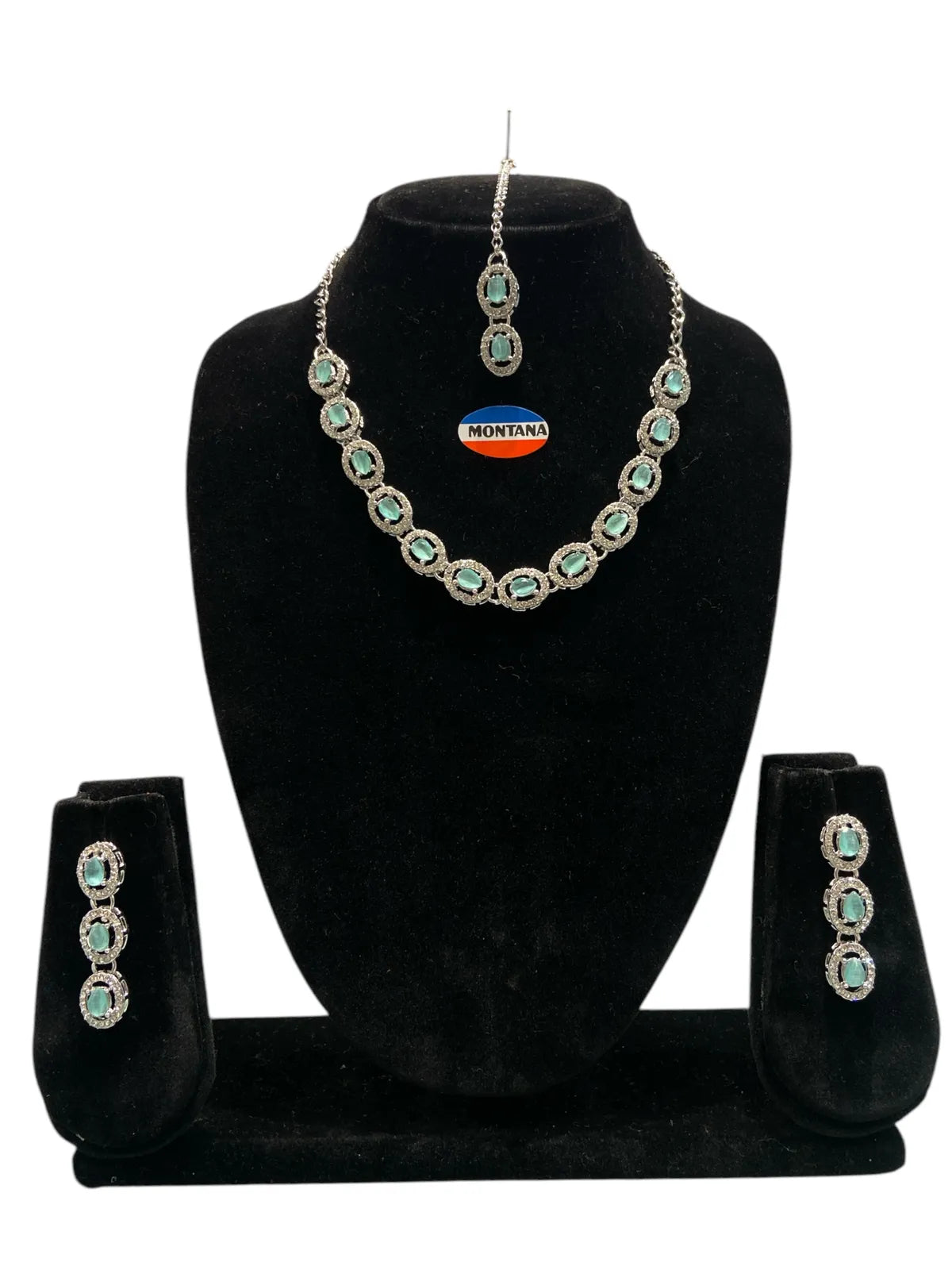 Mint Glass stone Necklace Set for women