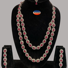 Ruby Brass Multilayer Necklace Set For Women