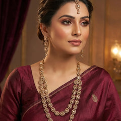 LCT Golden Brass Multilayer Necklace Set For Women