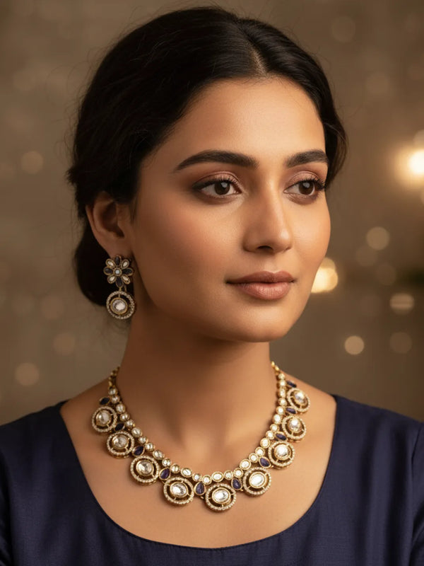 Wine Kundan Set for Women