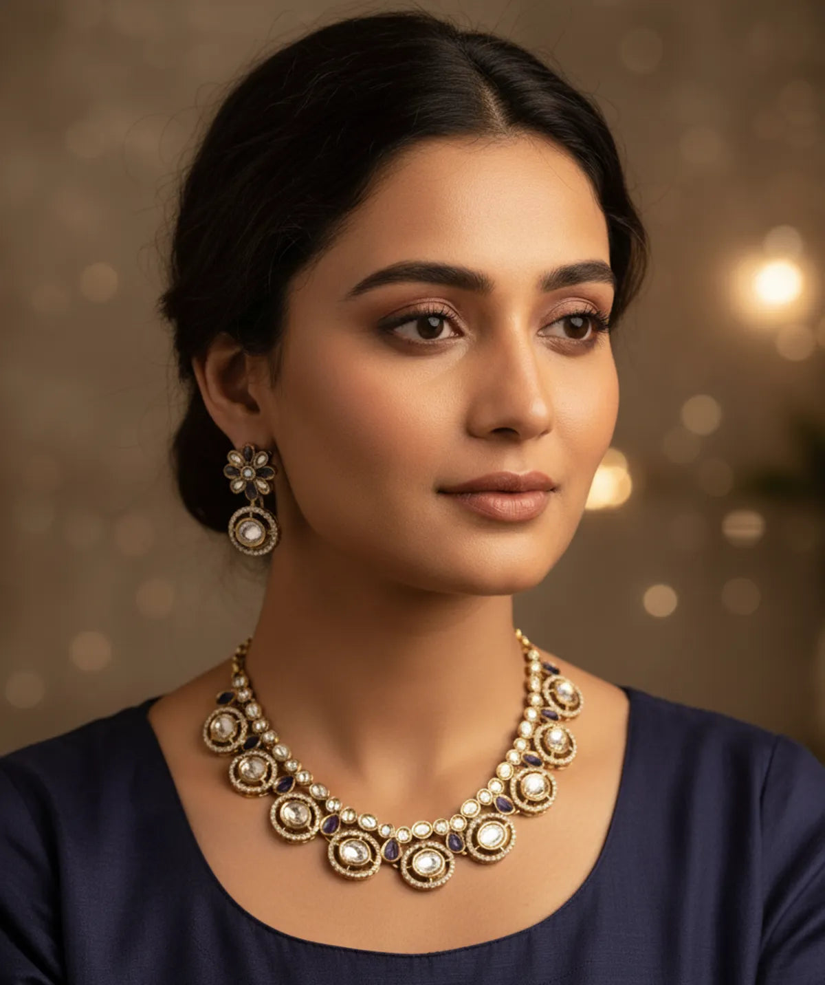 Wine Kundan Set for Women