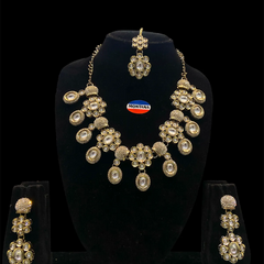 White Kundan Necklace Set for Women