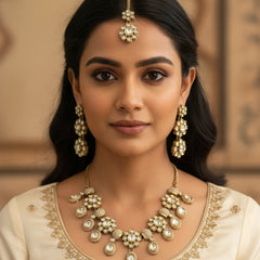 White Kundan Necklace Set for Women