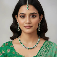 Green Glass stone Necklace Set for women