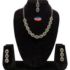 Green Glass stone Necklace Set for women