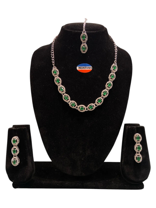 Green Glass stone Necklace Set for women