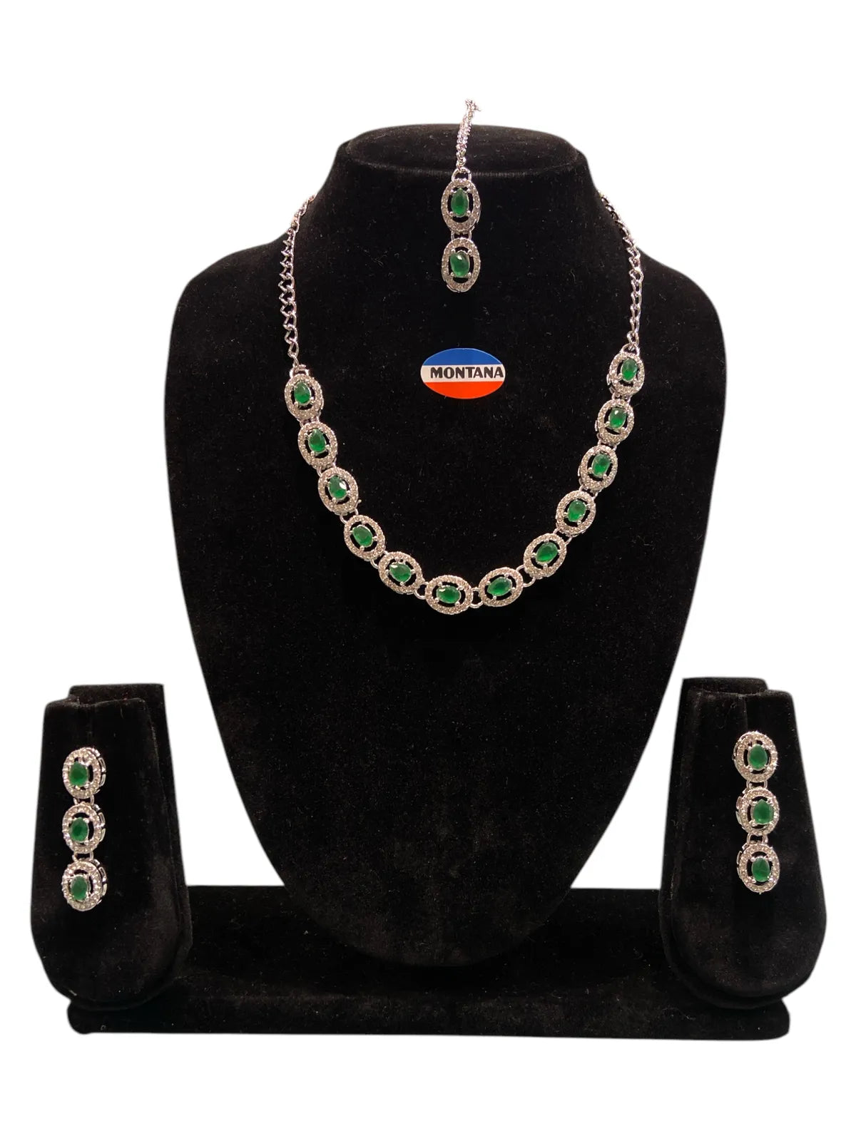 Green Glass stone Necklace Set for women