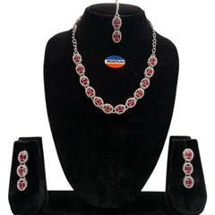 Ruby Glass stone Necklace Set for women